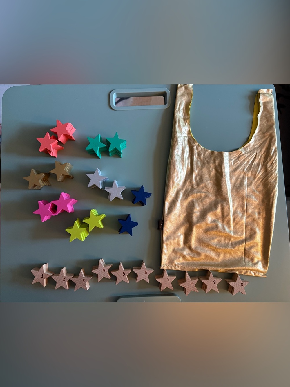 kiko+gg Tanabata 100 Star Dominos 
Wooden Star Set with Gold Storage Bag - Picture 4 of 9